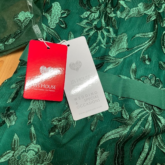 JJ’S HOUSE Emerald Green Fully Lined Cocktail / Special Occasion Dress US Sz 10 - Picture 9 of 11